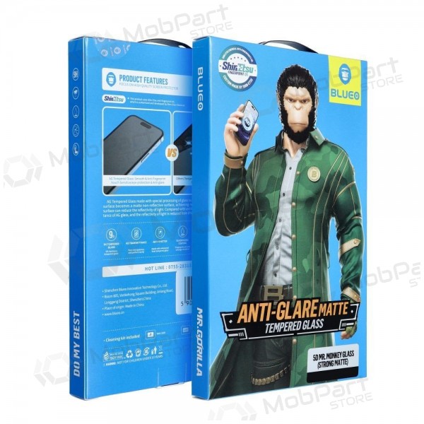 LCD apsauginis stikliukas 5D Mr. Monkey Glass (Strong Matte) Apple iPhone 16 Pro musta