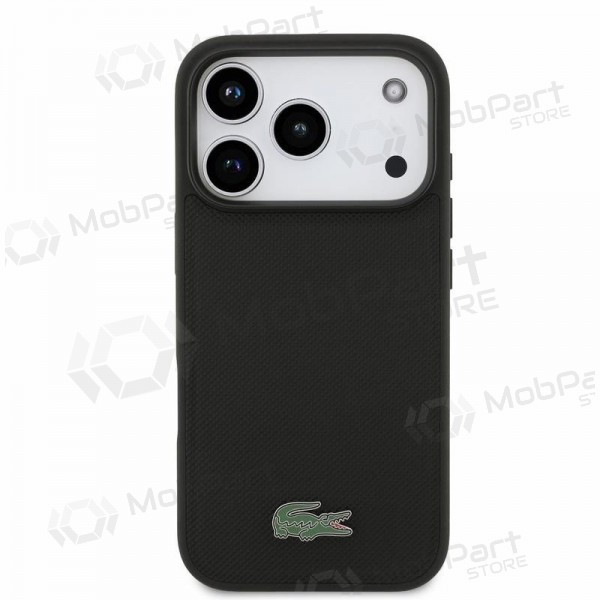 Apple iPhone 18 Pro kotelo - Lacoste PVC Iconic Petit Pique Metal Logo MagSafe (musta)