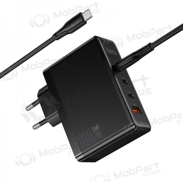Verkkolaturi Hoco N85 100 W 3x USB-C + USB-A USB-C-kaapelilla 2 m musta