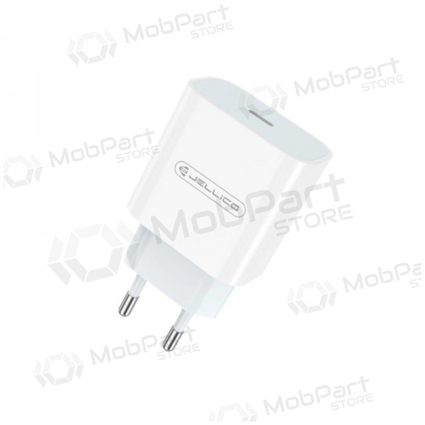 Laturi Jellico AK180 20W USB-C + USB-C to Lightning cable 1.0m valkoinen