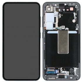 Ekranas Samsung S911 S23 5G su lietimui jautriu stikliuku ja rėmeliu Phantom Black alkuperäinen (service pack)
