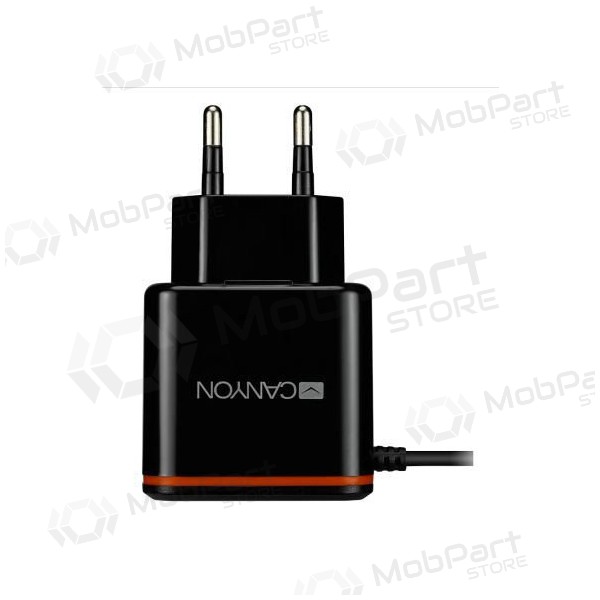 Laturi CANYON CNE-CHA042 + Type-C kaapeli (1xUSB 5V 2.1A) (musta)