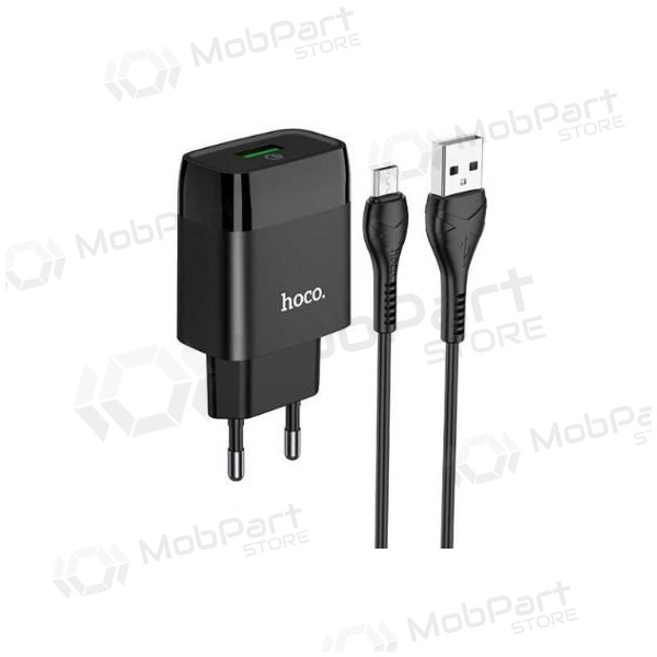 Laturi HOCO C72Q Glorious USB + microUSB kaapeli (QC3.0) (musta)
