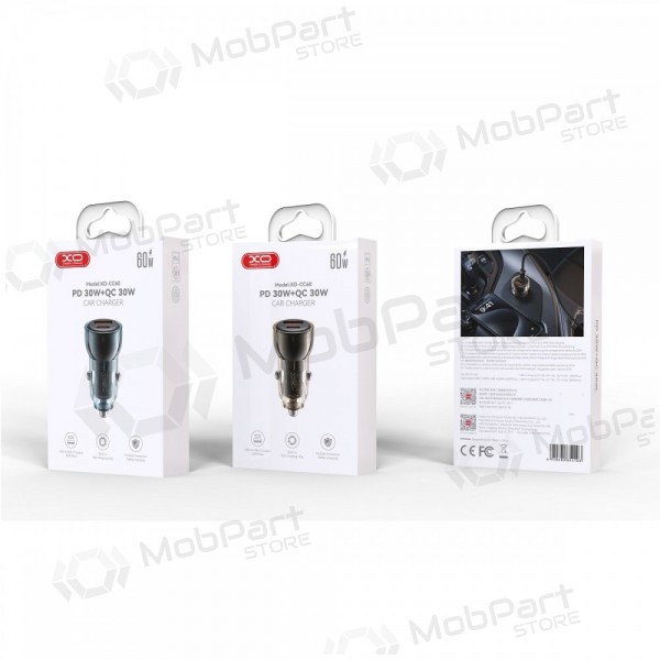 Autolaturi XO CC60 USB-A/USB-C 60W sininen