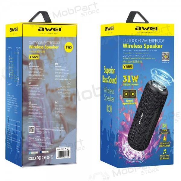 Bluetooth kannettava kaiutin Awei Y669 31W musta