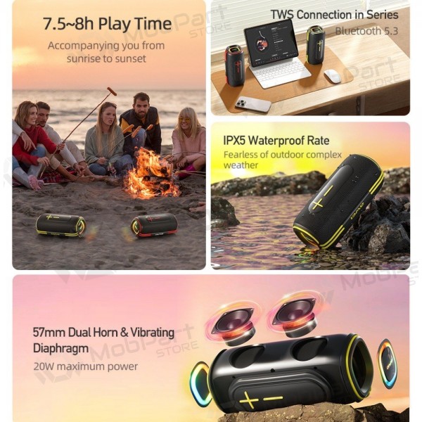 Bluetooth kannettava kaiutin Awei KA5 20W musta