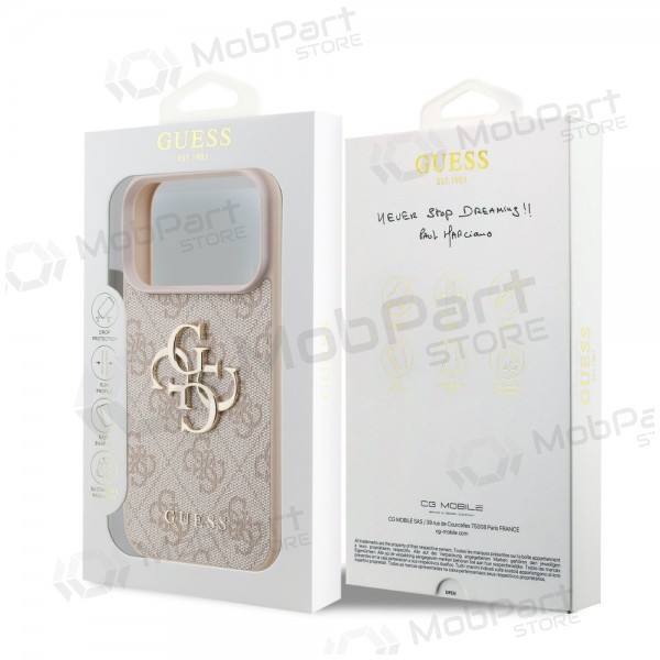 Apple iPhone 17 Pro kotelo - Guess PU 4G Metal Logo (vaaleanpunainen)