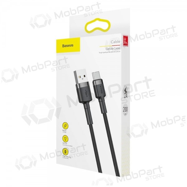USB-kaapeli Baseus Cafule Type-C 2,0m 2,0A (harmaa-musta) CATKLF-CG1