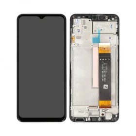 Ekranas Samsung M236 M23 2022 su lietimui jautriu stikliuku ja rėmeliu Black alkuperäinen (service pack)