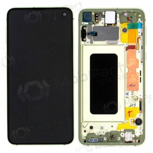 Samsung G970F Galaxy S10e näyttö (Canary Yellow) (kehyksellä) (käytetty grade A, alkuperäinen)