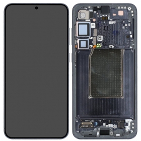Näyttö Samsung S936 S25 Plus kosketusherkällä lasilla ja kehyksellä blue/black alkuperäinen (assembled service pack).