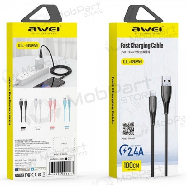 Micro-USB-kaapeli Awei CL-182M USB-A–Micro-USB 1 m musta