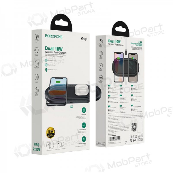 Laturi langaton Borofone BQ7 Prominent Dual (10W) (musta)