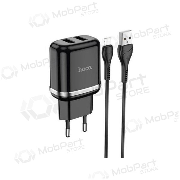 Laturi HOCO N4 Aspiring Dual USB + type-C kaapeli (5V 2.4A) (musta)