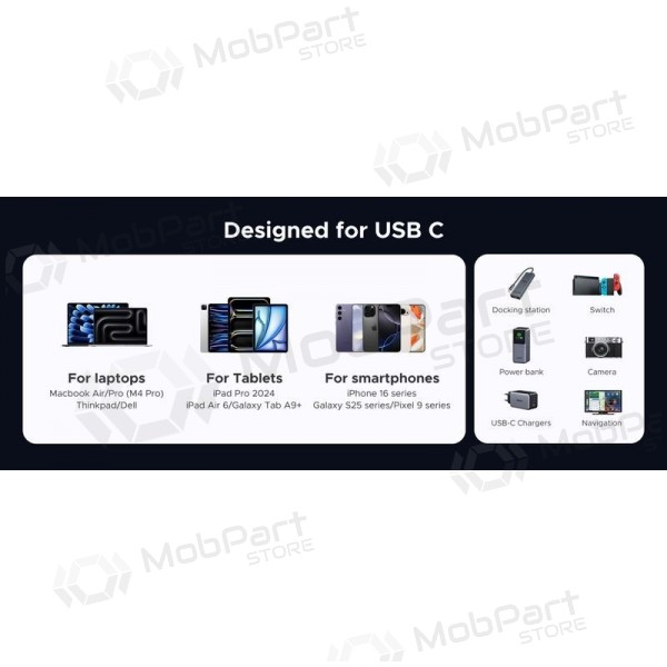 USB-C-kaapeli Ugreen L706 USB-C–USB-C 1 m 240 W musta