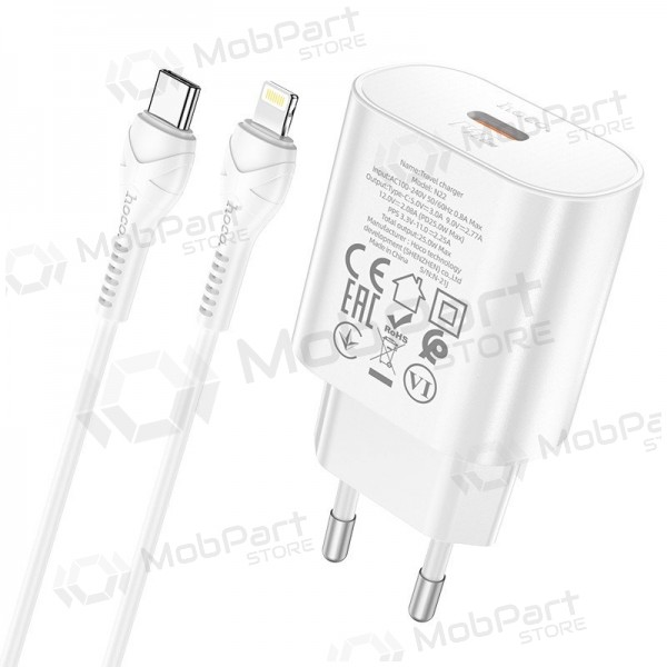 Puhelinlaturi Hoco N22 25 W USB-C Lightning-kaapelilla 1 m valkoinen