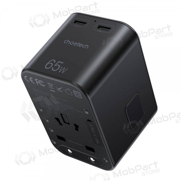 Yleinen kelioninis laturi Choetech PD5009 65W 2xUSB-C/USB-A musta