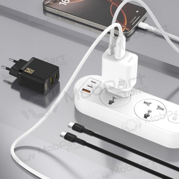 Puhelinlaturi Dudao A26TC 25 W GaN USB-C + USB-A USB-C-kaapelilla 1 m valkoinen
