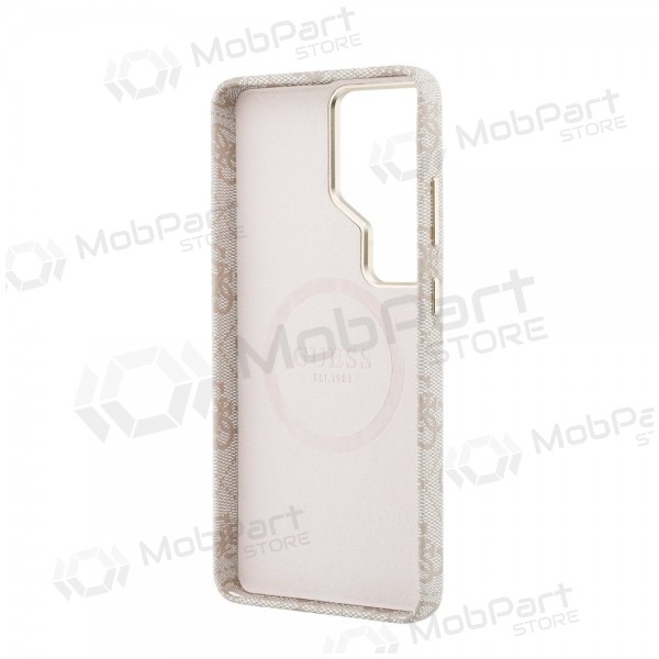 Samsung Galaxy S26 Ultra kotelo - Guess PU 4G Script Metal Logo Magnetic (vaaleanpunainen)