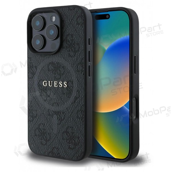 Apple iPhone 16 Pro Max - Guess PU Leather 4G Colored Ring MagSafe -kotelo (musta)