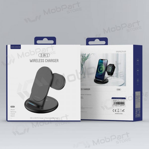 Laturi langaton Dux Ducis C7 3in1 Phone, Apple Watch, Airpods 15W (musta)