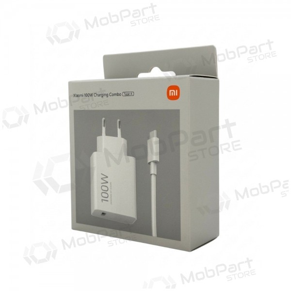 Puhelimen laturi Xiaomi Charging Combo BHR095VEU 100 W USB-A ja USB-C-kaapelilla valkoinen