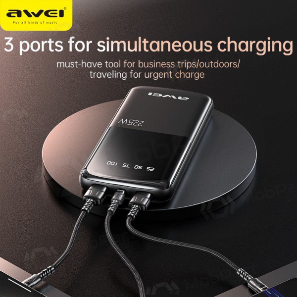 Ulkoinen paristo Power Bank Awei P10K 22.5W 10000mAh musta
