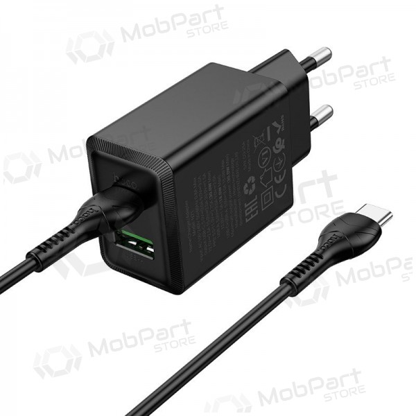 Puhelinlaturi Hoco N71 30 W GaN USB-C + USB-A USB-C-kaapelilla 1 m musta