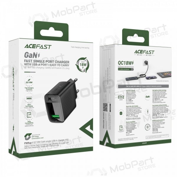 Laturi Acefast A90 18W USB-A musta