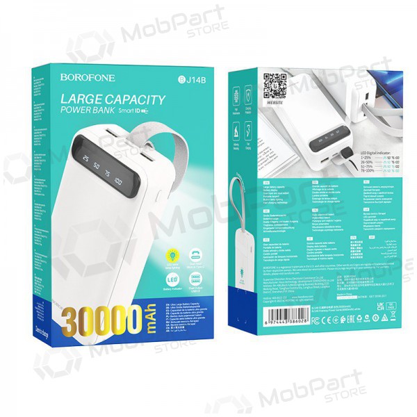 Ulkoinen paristo Power Bank Borofone BJ14B Freeway 30000mAh valkoinen