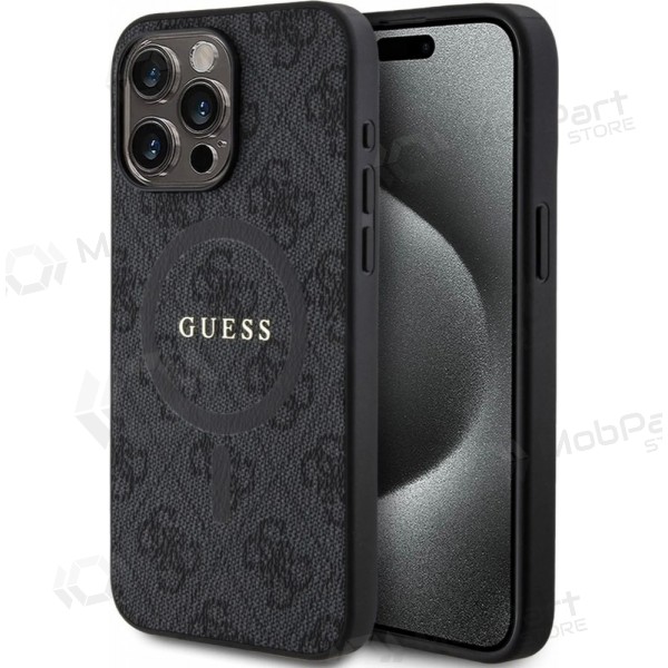 Apple iPhone 15 Pro Max kotelo - Guess PU Leather 4G Colored Ring MagSafe (musta)