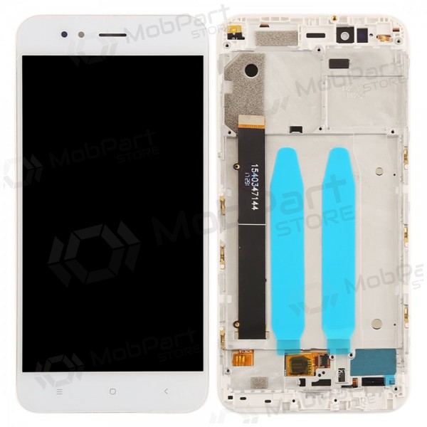 Xiaomi Mi A1 / Mi 5X näyttö (valkoinen) (kehyksellä) (käytetty grade C, alkuperäinen)
