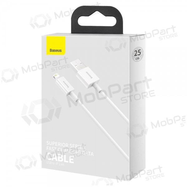 USB kaapeli Baseus Superior Lightning 2.4A 0.25m (valkoinen) CALYS-02