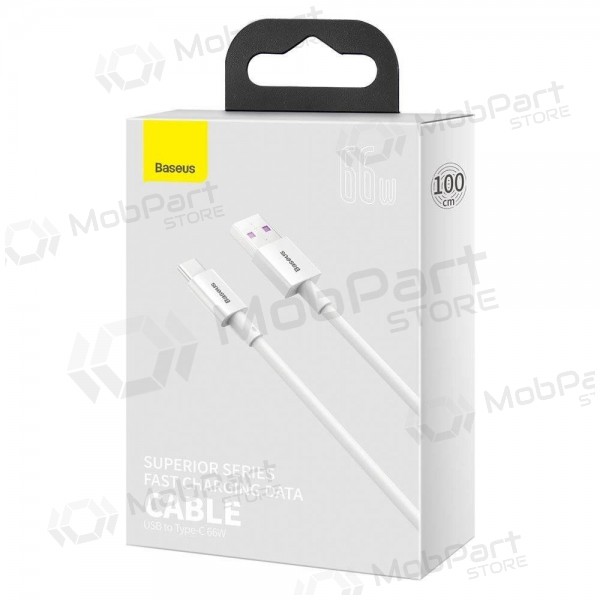 USB kaapeli Baseus Superior iš USB į Type-C 66W 2.0m valkoinen CATYS-A02