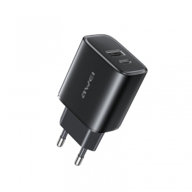 Puhelimen laturi Awei PD85-EU 22.5 W USB-C + USB-A musta