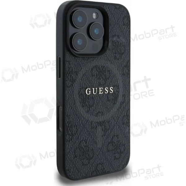 Apple iPhone 16 Pro kotelo - Guess PU Leather 4G Colored Ring MagSafe (musta)