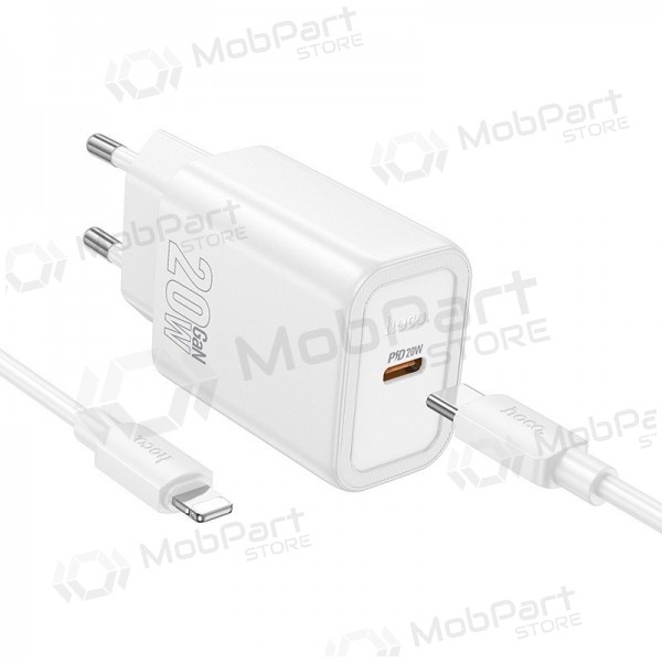 Laturi Hoco N60 20W GaN USB-C + USB-C to Lightning cable 1.0m valkoinen
