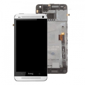 HTC One Mini näyttö (valkoinen) (kehyksellä) (käytetty grade C, alkuperäinen)
