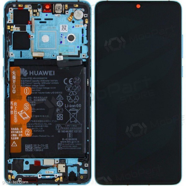 Huawei P30 (2019) näyttö (Aurora) (kehyksellä ja akulla) (huoltopakkaus) (alkuperäinen)