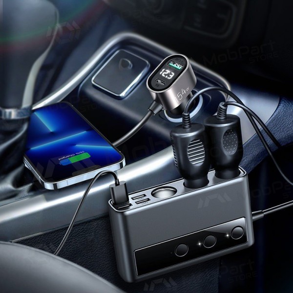 Laturi automobilinis Joyroom 9in1 154W 3x12V, PD USB Type-C, QC3.0 USB-A, 4xUSB-A JR-CL06
