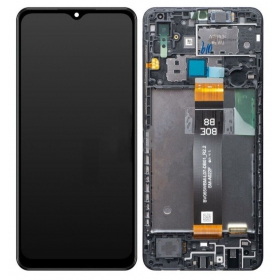 Samsung Galaxy A02 näyttö (musta) (kehyksellä) (alkuperäinen)