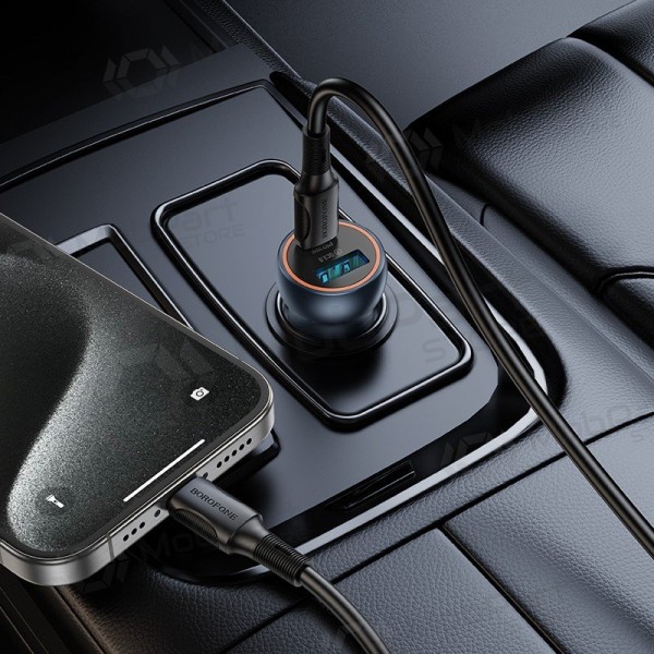 Autolaturi Borofone BZ32A USB-C/USB-A 30W harmaa