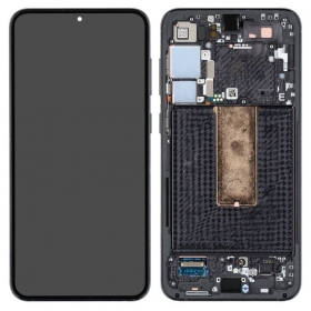 Ekranas Samsung S916 S23+ 5G su lietimui jautriu stikliuku ja rėmeliu Phantom Black OLED (real size)