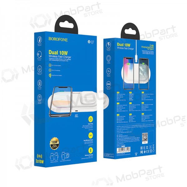 Laturi langaton Borofone BQ7 Prominent Dual (10W) (valkoinen)