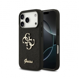 Apple iPhone 18 Pro kotelo - Guess PU Fixed Glitter 4G Metal Logo (musta)