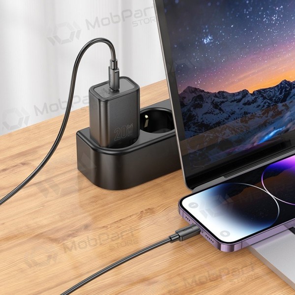 Laturi Hoco N60 20W GaN USB-C + USB-C to Lightning cable 1.0m valkoinen