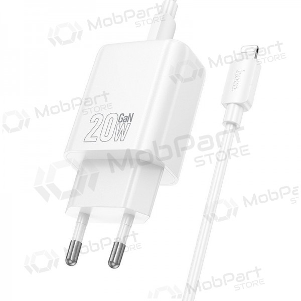 Laturi Hoco N60 20W GaN USB-C + USB-C to Lightning cable 1.0m valkoinen