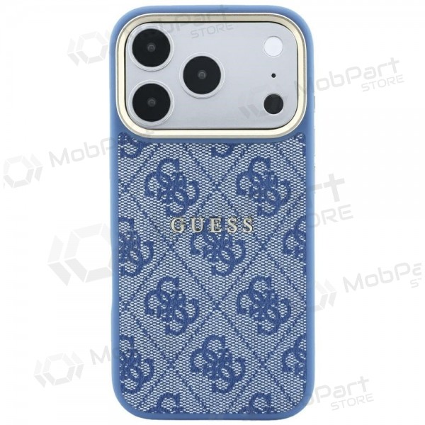 Apple iPhone 18 Pro Max kotelo - Guess PU Leather 4G Gold Frame Embossed MagSafe (sininen)