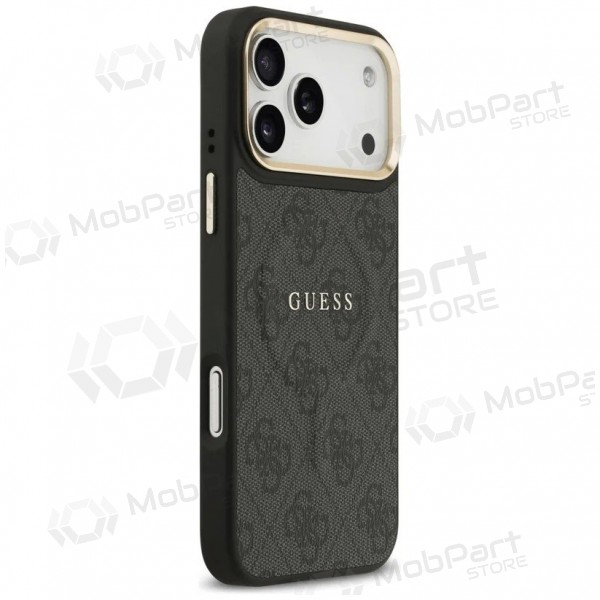 Apple iPhone 17 Pro - Guess PU Leather 4G Gold Frame MagSafe -kotelo (musta)