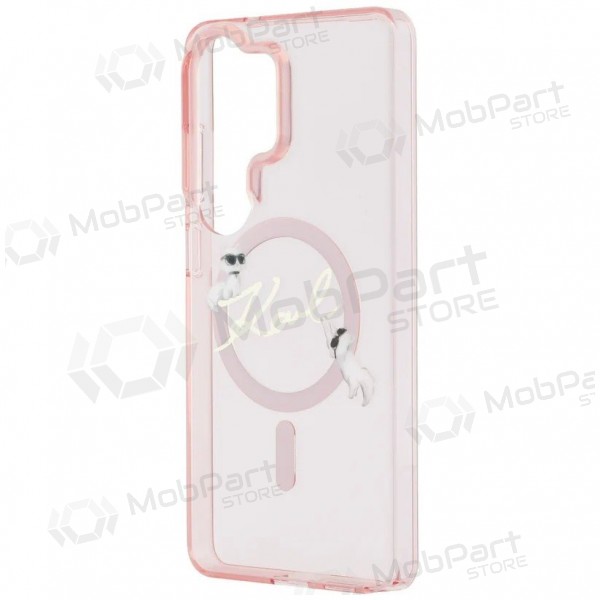 Samsung Galaxy S26 Ultra kotelo - Karl Lagerfeld IML Choupette Karl Script Logo Magnetic (vaaleanpunainen)